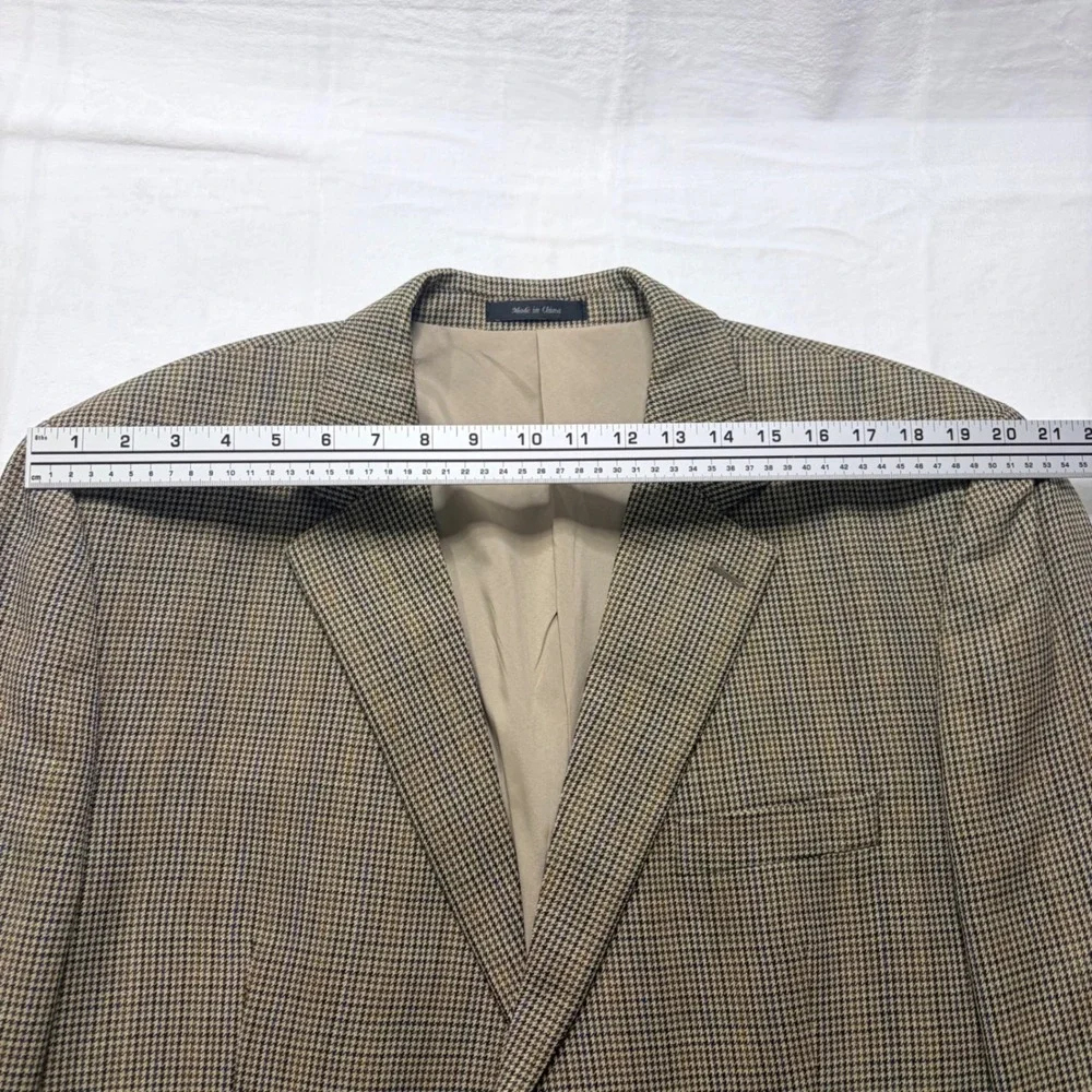 Lauren Ralph‎ Lauren Blazer Mens 48R Brown Excellent Wool Houndstooth Two Button
